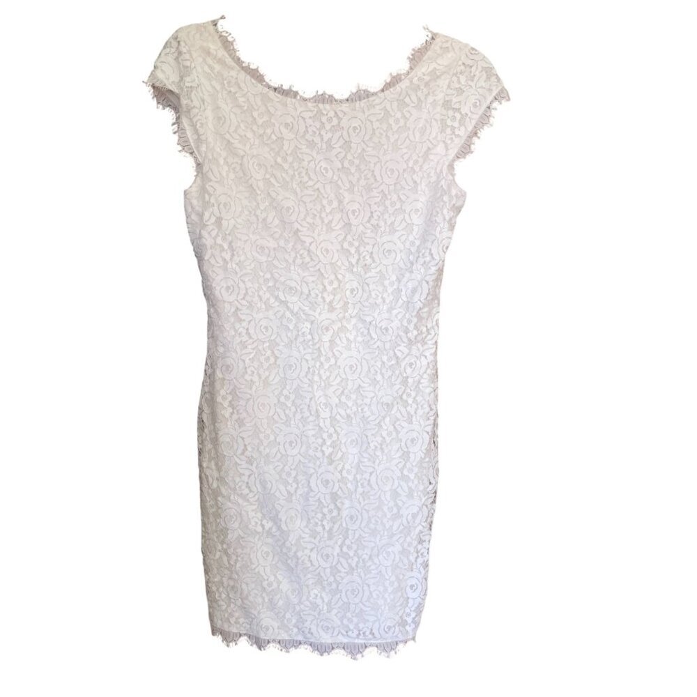 NWT Diane Von Furstenberg Barbara White Lace Mini Dress SZ 4 Rose Floral Bridal